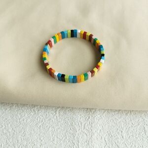Roxanne Assoulin Rainbow Brite Bit X Bit - Gold Enamel Stretch Bracelet Colorful
